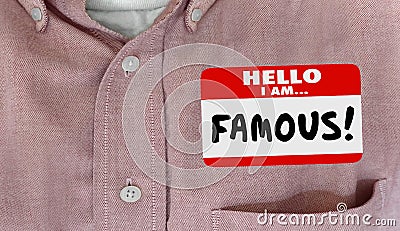 Famous Celebrity Hello Name Tag VIP Fame Stock Photo