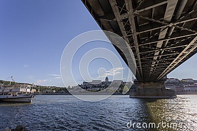 The famous Chain bridge in Budapest on a sunny afternoon Editorial Stock Photo