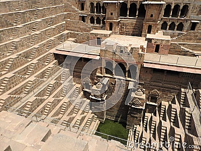 The famous Chand Baori Stepwell in the village of Abhaneri, Rajasthan, India Stock Photo