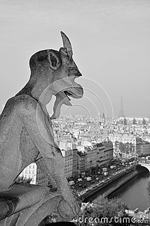 Famous chimere of Notre-Dame Editorial Stock Photo