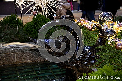 Famous Christmas Decoration with Angels and Christmas Tree - Rockefeller Center Editorial Stock Photo