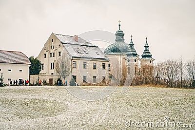 The famous Christmas Post Office Christkindl Postamt and Cathloic Church in Steyr, Austria Editorial Stock Photo