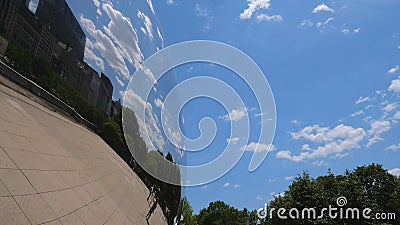 Famous Cloud Gate at Millennium Park in Chicago - CHICAGO, UNITED STATES - JUNE 11, 2019 Editorial Stock Photo