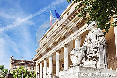 The famous court of appeal with statue in Aix en Provence Stock Photo