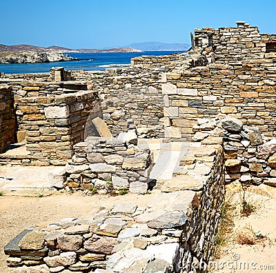 famous in delos greece the door Stock Photo