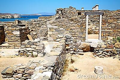 famous in delos greece the door Stock Photo