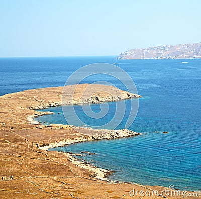 famous in delos greece the historycal acropolis and old ruins Stock Photo