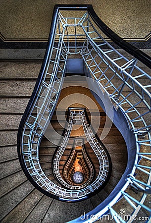 The famous design spiral staircase in shape of a light bulb - HDR version Editorial Stock Photo