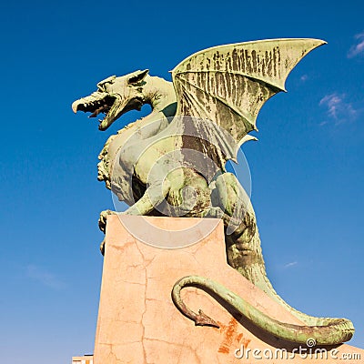 Famous Dragon bridge in Ljubljana Stock Photo