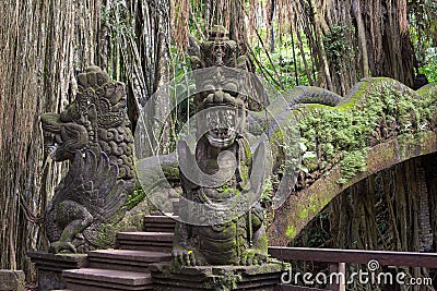 Famous dragon bridge in sacred monkey forest Stock Photo