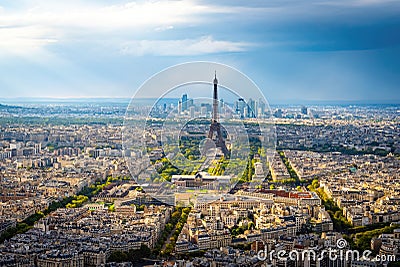 The famous Eiffel Tower in Paris - aerial view over the city - CITY OF PARIS, FRANCE - SEPTEMBER 4. 2023 Editorial Stock Photo