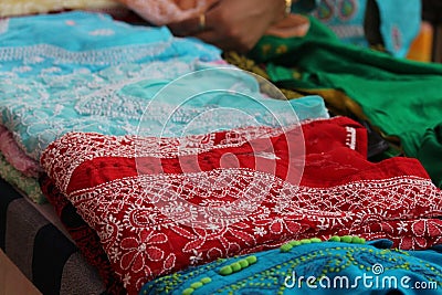 Famous Emroidery work of Lucknow Chikankari Stock Photo