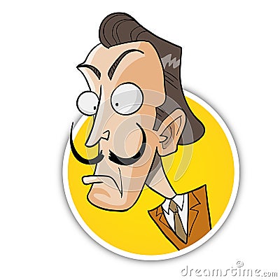 Famous face of classic artist Salvador Dali Vector Illustration