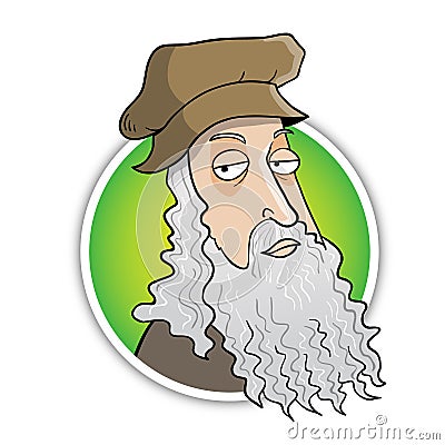 Famous face of inventor and artist Leonardo da Vinci Vector Illustration