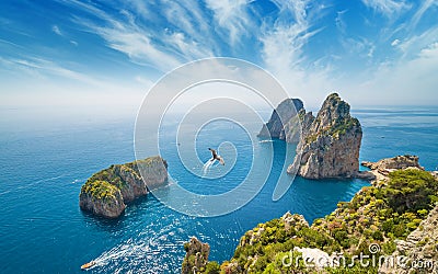 Famous Faraglioni rocks, Capri island, Italy Stock Photo