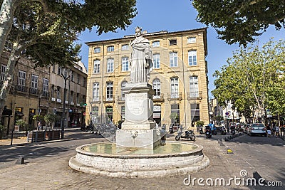 Famous fountain du Roi Rene in Aix en Provence Editorial Stock Photo