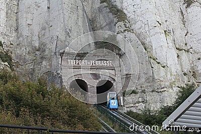 The famous funicular for the tourist in le treport, near Dieppe, Normandy, France Editorial Stock Photo