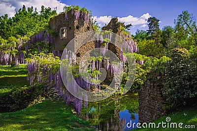 The famous Garden of Ninfa in the spring Stock Photo