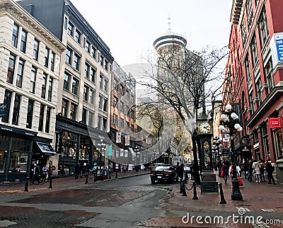 Gastown Vancouver Steam Clock on Water Street in Vancouver, BC Editorial Stock Photo