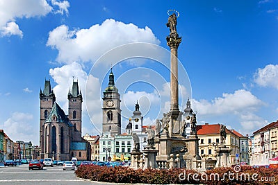 Famous Great square with White tower, town hall, gothic saint Sp Editorial Stock Photo