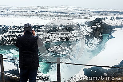 Famous Gullfoss is one of the most beautiful waterfalls on the I Editorial Stock Photo