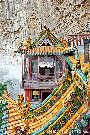 Famous hanging monastery in Shanxi Province near Datong, China, Stock Photo