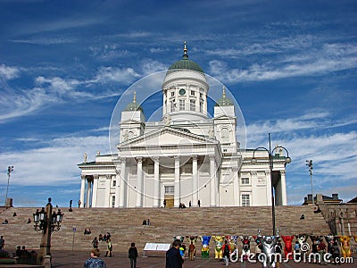 The famous Helsinki Cathedral with green domes Editorial Stock Photo