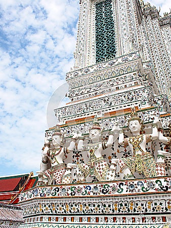 Famous historic buddhism stupa in WAT ARUN temple, BANGKOK, THAILAND Stock Photo