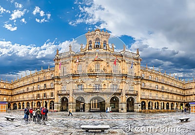 Famous historic Plaza Mayor in Salamanca, Castilla y Leon, Spain Stock Photo