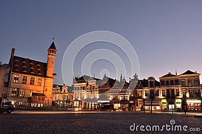 famous historic Vrijdagmarkt-square. Editorial Stock Photo