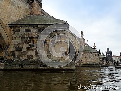 charles bridge in prague river vltava Stock Photo