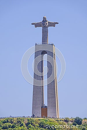 Famous Jesus Christ statue on the hill of Lisbon - Cristo monument - LISBON - PORTUGAL - JUNE 17, 2017 Stock Photo