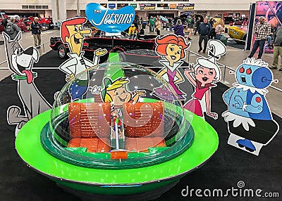 Famous Jetson's Flying Car (bubble top inspired by the 1954 Ford FX-Atmos concept car), at the Detroit AutoRama Editorial Stock Photo