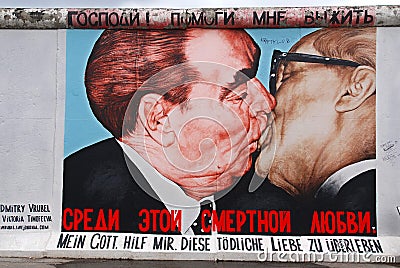 The famous kiss between Honecker and Brezhnev Editorial Stock Photo