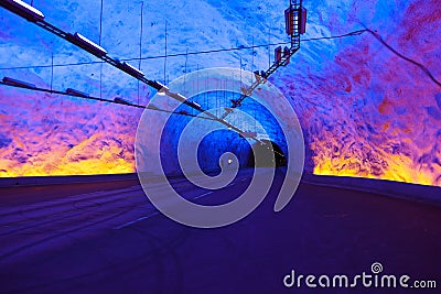 Famous Laerdal Tunnel in Norway Stock Photo
