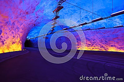 Famous Laerdal Tunnel in Norway Stock Photo