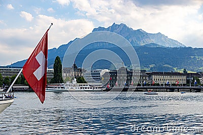 Famous Lake Lucerne called Vierwaldstatter See - LUCERNE, SWITZERLAND - JULY 14, 2022 Editorial Stock Photo