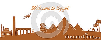 Famous landmark of Egypt,travel destination,silhouette design,Classic design Vector Illustration