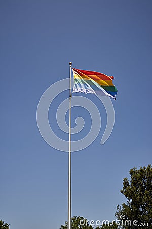 Famous landmark Pride Flag in San Diego, California Stock Photo