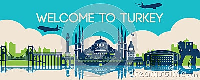 Famous landmark of Turkey,travel destination,silhouette design Vector Illustration