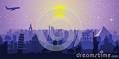 Famous landmark of the world,colorful silhouette design Vector Illustration