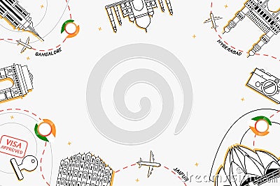 Famous landmarks of india in top view composition scene design for travel or tourism and transport Vector Illustration