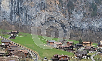 Famous Lauterbrunnen valley in the Swiss Alps, Berner Oberland, Switzerland, Europe. Stock Photo