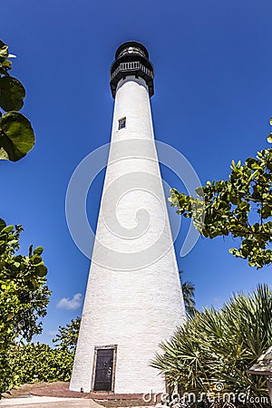 Famous lighthouse at Cape Florida at Key Biscayne Stock Photo