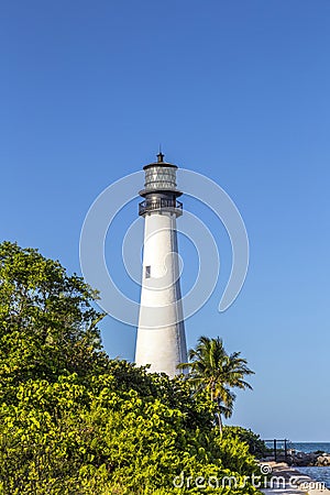 Famous lighthouse at Cape Florida at Key Biscayne Stock Photo