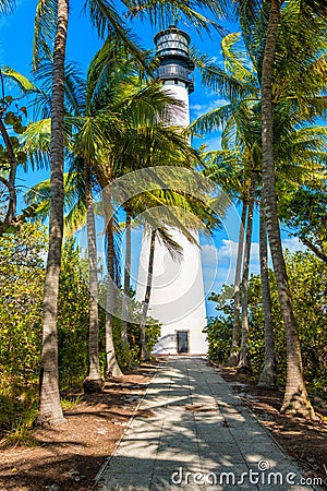 Famous lighthouse at Key Biscayne, Miami Stock Photo