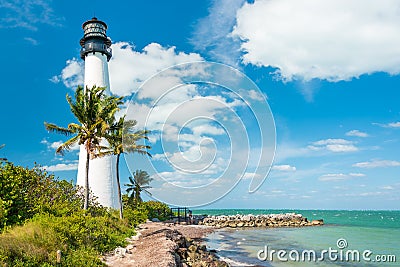 Famous lighthouse at Key Biscayne, Miami Stock Photo