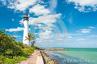 Famous lighthouse at Key Biscayne, Miami Stock Photo