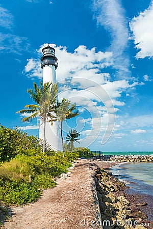 Famous lighthouse at Key Biscayne, Miami Stock Photo