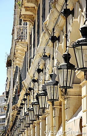 Famous Liston street in Corfu Town (Greece) Stock Photo